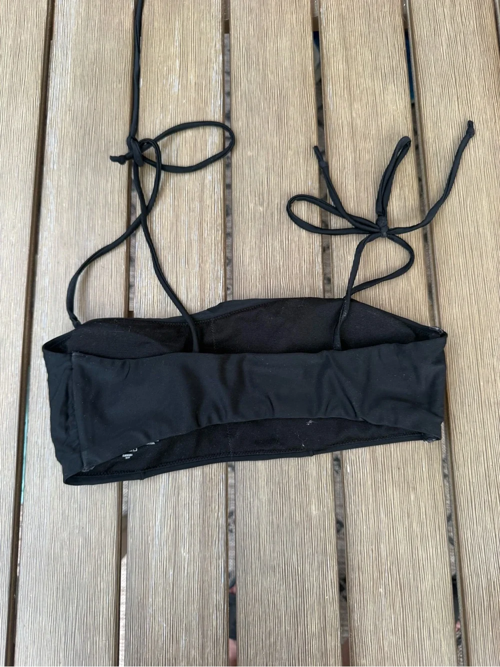 Express Black Bandeau Bikini Top with Tie Straps